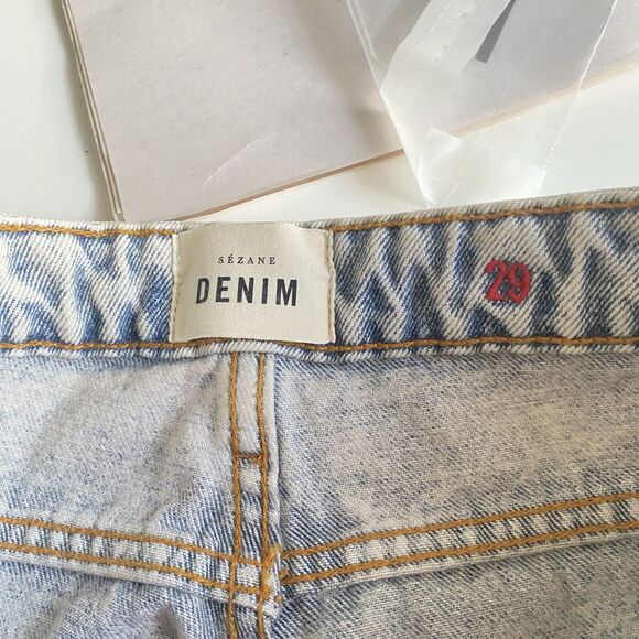 Sezane Jeans Womens Size 29 High Rise Denim The Blue Green Jean Bleach NEW - Picture 6 of 7